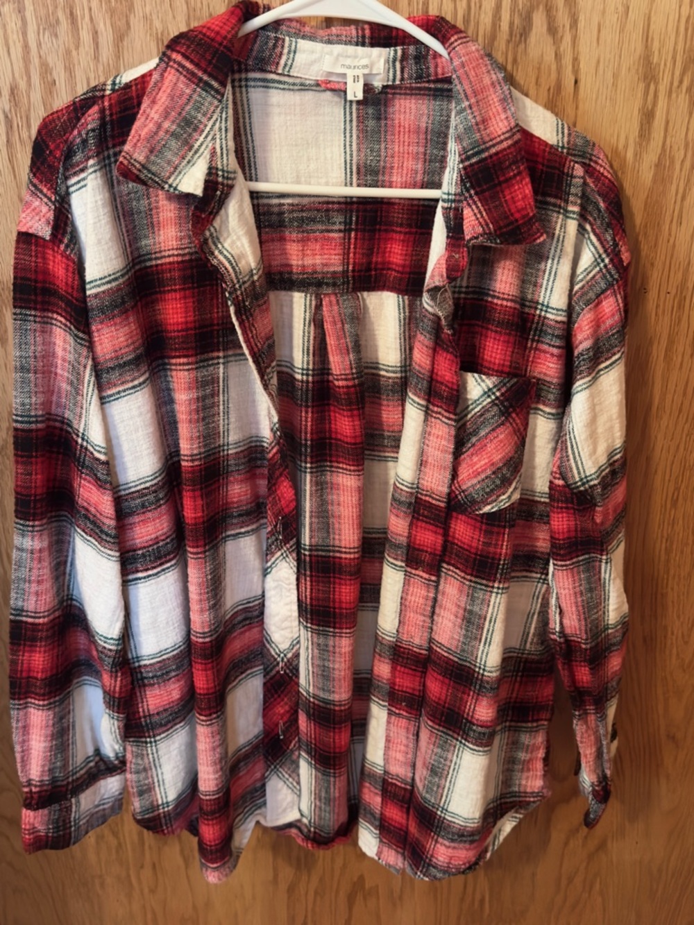 Maurices Red and Green Plaid Button-Down Shirt